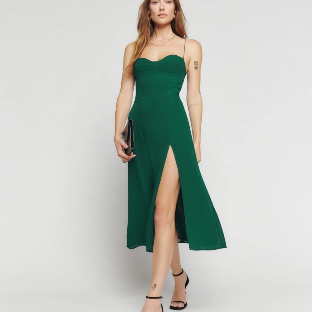 Reformation Juliette Dress, Emerald, Unworn
